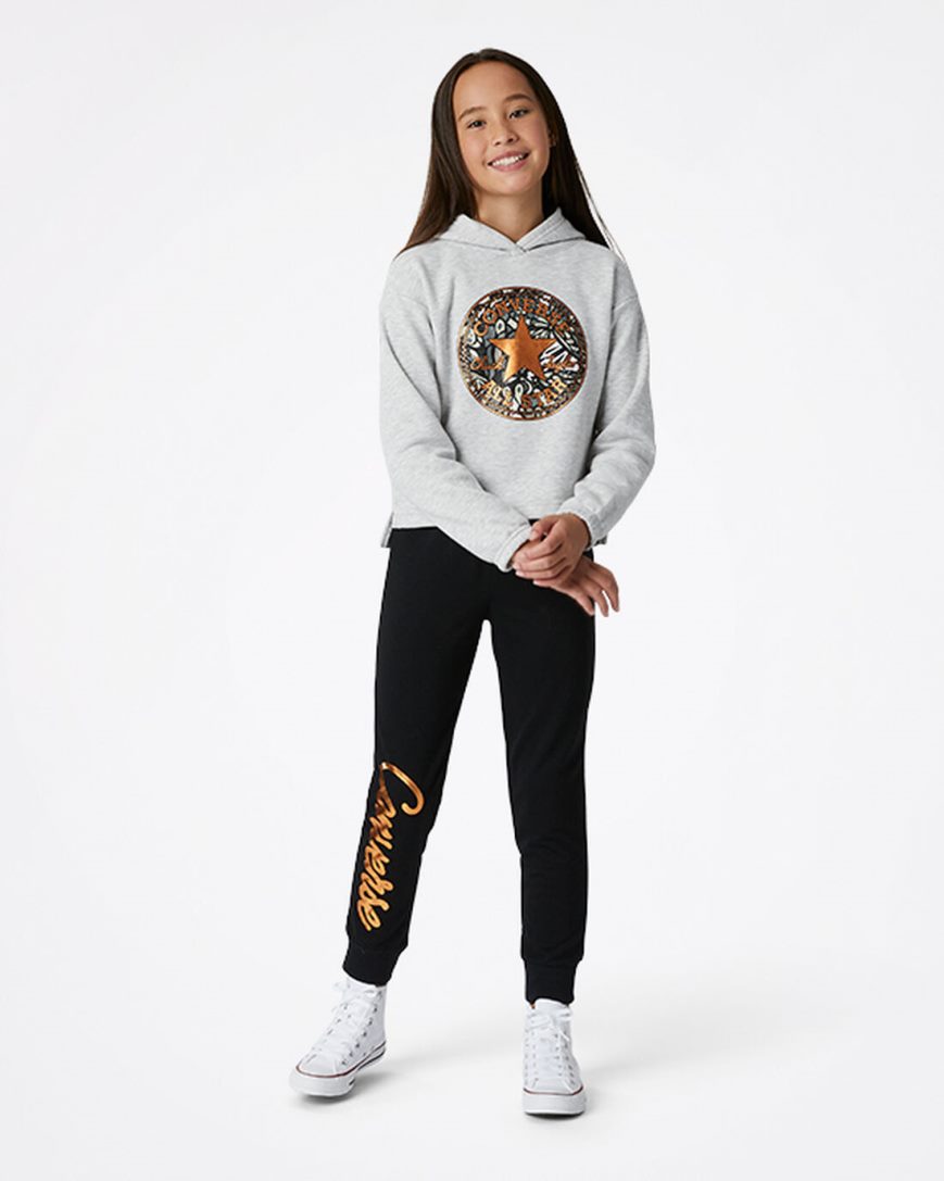 Girls' Converse Boxy Chuck Taylor Patch Pullover Hoodie Light Grey | AU 301ECP
